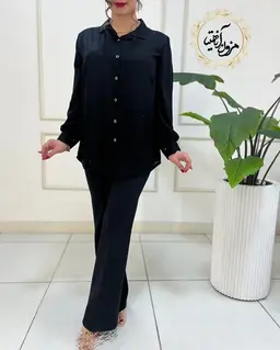 شومیز جلو دکمه مشکی طرح نگین دار تونا