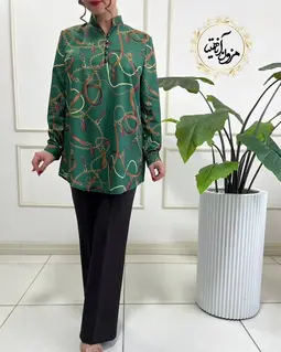 تونیک پنج دکمه سبز طرح ورساچه طنابی فریال