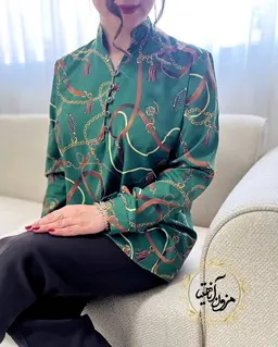 تونیک پنج دکمه سبز طرح ورساچه طنابی فریال