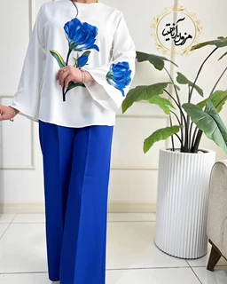 ست شومیز وشلوار رز کاربنی سایز-L-تخفیفی