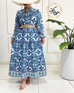 پیراهن ساحلی سفید کاربنی طرح سنتی مهلا