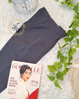 شلوار زنانه راسته زغال سنگی طرح جلو پیله تارا