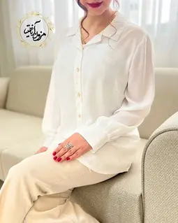 شومیز جلو دکمه سفید طرح نگین دار تونا
