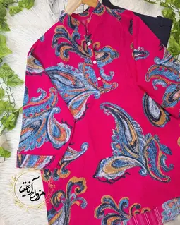 تونیک آستین سه ربع سرخابی ایتالیایی طرح بته جقه لیوسا