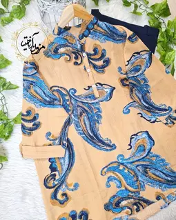 تونیک آستین سه ربع نسکافه ای ایتالیایی طرح بته جقه لیوسا