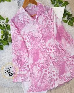تونیک بیسیک سفید صورتی طرح پلنگی پوران