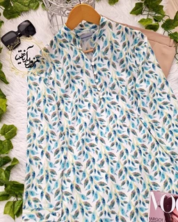 تونیک پنج دکمه سفید طرح ریسه برگ سبز کلارا