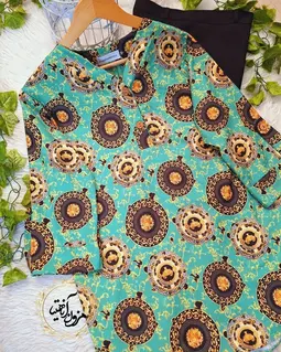 تونیک نخی آستین پاگن دار سبز مشکی طرح ورساچه ایوی