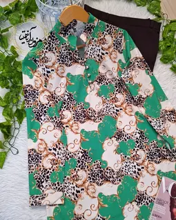 تونیک پنج دکمه سبز سفید طرح هرمس شیلان