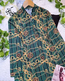 تونیک پنج دکمه سبز مشکی طرح ورساچه