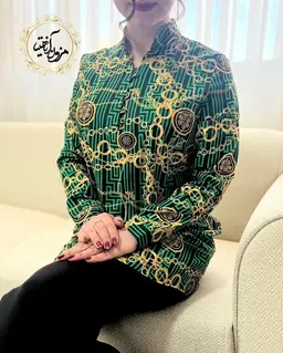 تونیک پنج دکمه سبز مشکی طرح ورساچه