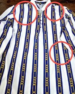 تونیک پنج دکمه سفید سایز بزرگ طرح راه راه زنجیری کاربنی سایز-8-تخفیفی