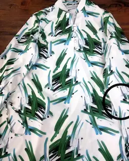 تونیک پنج دکمه سفید سبز طرح خطی آبرنگی  مهشید سایز-5-تخفیفی