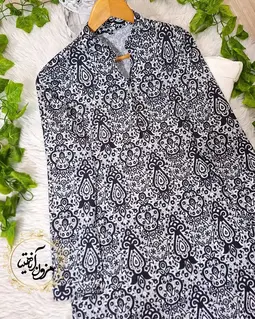 تونیک پنج دکمه سفید طرح سرمه مشکی