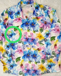 شومیز جلو دکمه سفید طرح گلبرگ آبرنگی سیتا سایز-5-تخفیفی