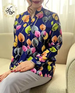 تونیک پنج دکمه کاربنی بنفش طرح لاله رنگی نلین