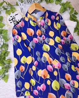 تونیک پنج دکمه کاربنی بنفش طرح لاله رنگی نلین
