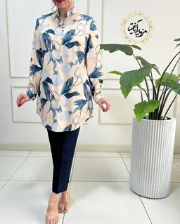تونیک پنج دکمه کرم طرح لاله طوسی مهناز
