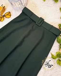 دامن زنانه سبز طرح نیم کلوش قد بلند ایلدا