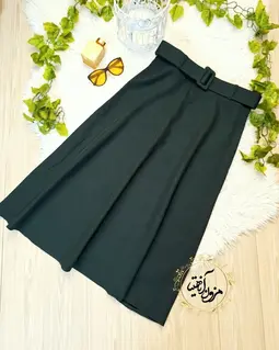 دامن زنانه سبز طرح نیم کلوش قد بلند ایلدا