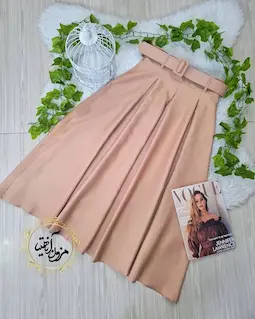 دامن زنانه مجلسی بلند نسکافه ای طرح پیله دار ماریا سایز-2-تخفیفی