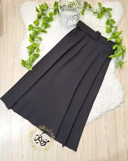 دامن زنانه مشکی طرح نیم کلوش قد بلند