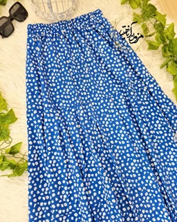 دامن زنانه نیم کلوش کاربنی طرح گلدار ریز سفید گلزار