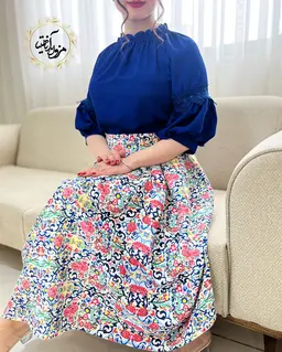 دامن پیله دار سفید طرح سنتی رنگی آرتمیس