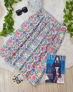 دامن پیله دار سفید طرح سنتی رنگی آرتمیس