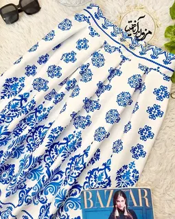 دامن پیله دار سفید طرح نیمه سنتی کاربنی اقاقیا