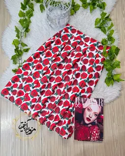 دامن پیله دار سفید طرح گلهای رز گلیار