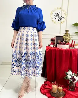 دامن پیله دار گلبهی طرح نیمه سنتی اقاقیا