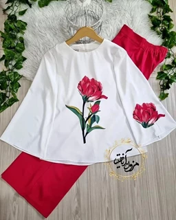 ست شومیز و شلوار رز سرخابی تیره سایز-XL-تخفیفی