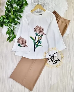 ست شومیز و شلوار رز نسکافه ای سایز-M-تخفیفی