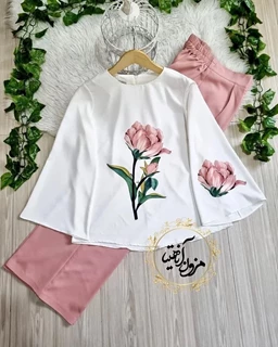 ست شومیز و شلوار رز کالباسی سایز-XL-تخفیفی