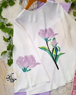 ست شومیز و شلوار سفید یاسی طرح رز