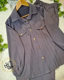 ست شومیز و شلوار طوسی طرح ساده هنگام