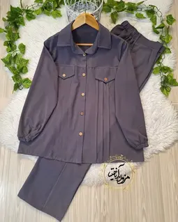 ست شومیز و شلوار طوسی طرح ساده هنگام