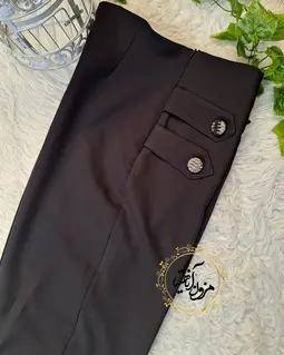 شلوار زنانه دمپا مشکی طرح چهار دکمه 