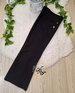 شلوار زنانه دمپا مشکی طرح چهار دکمه 