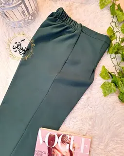 شلوار زنانه سبز تیره طرح نیم بگ ماریسا