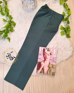 شلوار زنانه سبز تیره طرح نیم بگ ماریسا