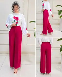 شلوار زنانه سرخابی طرح نیم بگ ماریسا