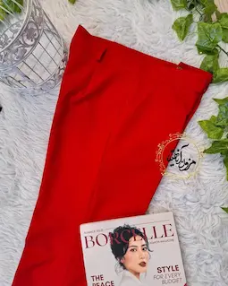 شلوار زنانه قرمز طرح دمپا لعیا