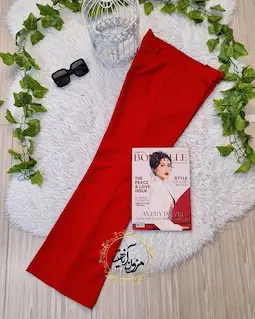 شلوار زنانه قرمز طرح دمپا لعیا