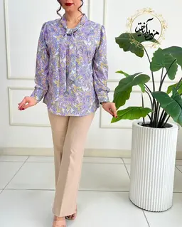 شومیزیقه کراواتی رنگی طرح بته جقه فرارنگ