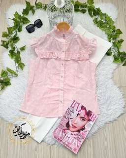 شومیز آستین حلقه صورتی طرح شکوفه مهوا