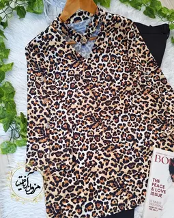 شومیز آستین سه دکمه مشکی نسکافه ای طرح کامیشا