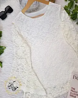 شومیز آستین شمشیری نباتی طرح گیپور زرین