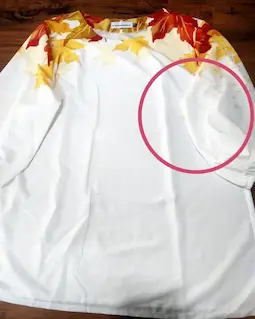 شومیز آستین واشری ریزشی سفید طرح برگهای پاییزی پارمیدا سایز-4-تخفیفی